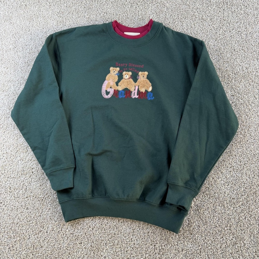 Vintage ME Sportswear Shirt Womens Medium Green Beary Blessed Grandma Teddy Bear